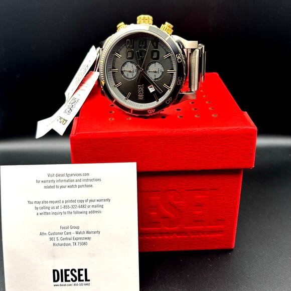 Diesel DZ4614 Double Down 2.0 Mens Chronograph Watch Unidirectional Bezel NIBWT - Picture 9 of 17